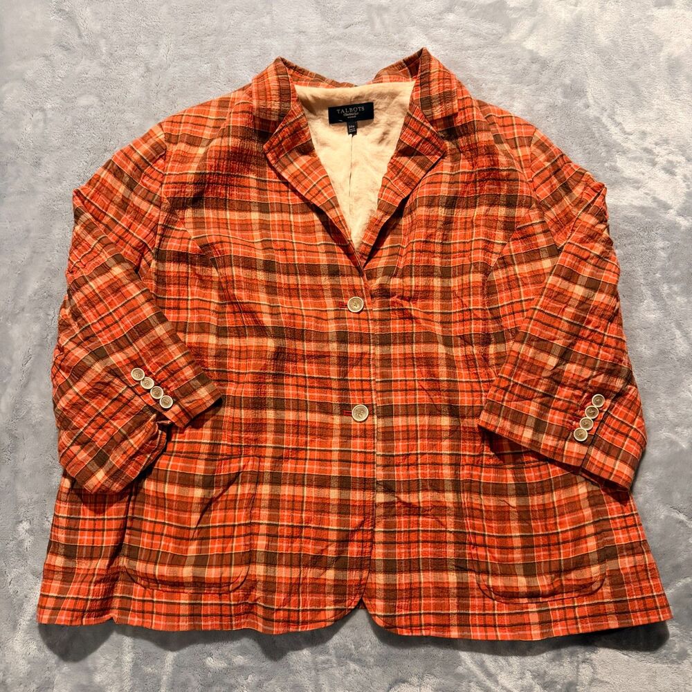 Talbots Plaid 3/4th Sleeve Blazer